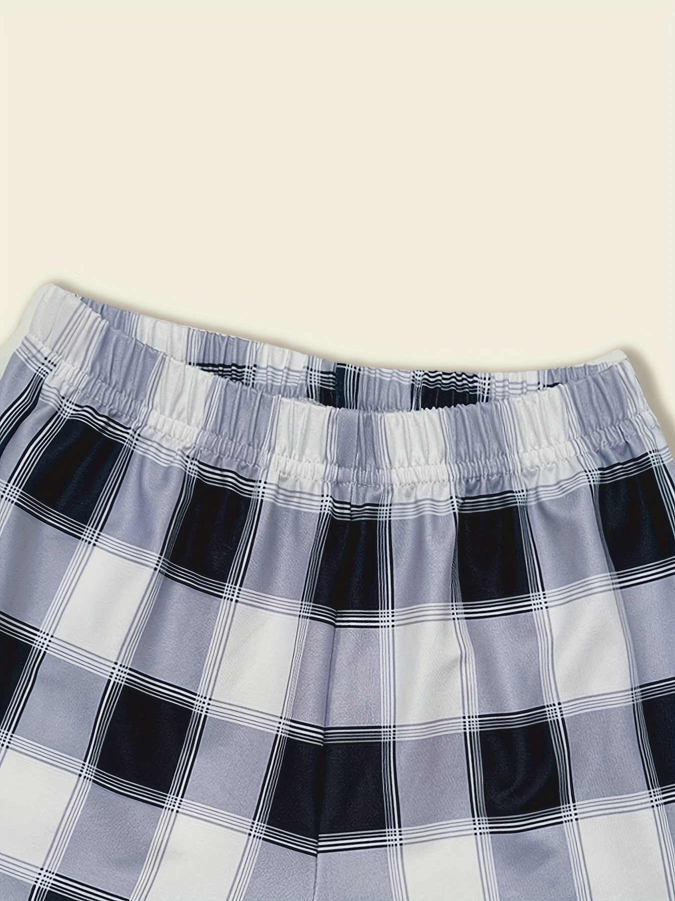 Girls Plaid Shorts Waist Band Comfortable Casual Pants for Summer