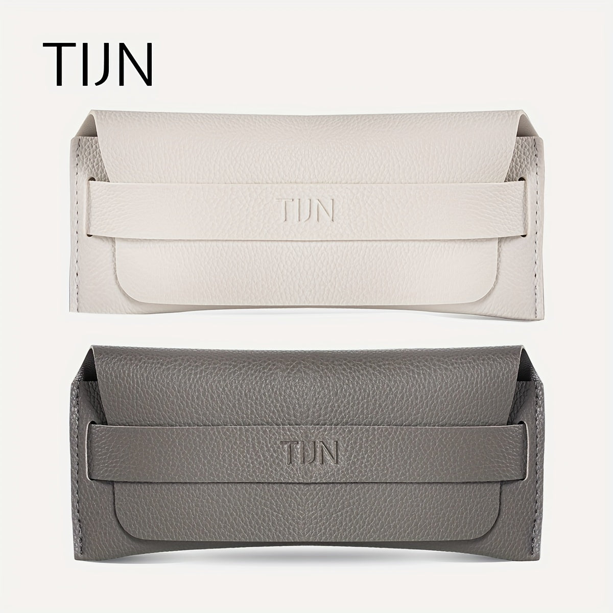 2pcs Litchi Embossed Glasses Bag Soft PU Leather Sunglasses Case