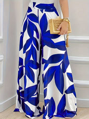 Women's Plus Leaf Print Wide Leg Trousers
