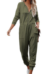 Women's Casual Hoodie Jumpsuit Solid Wide Leg