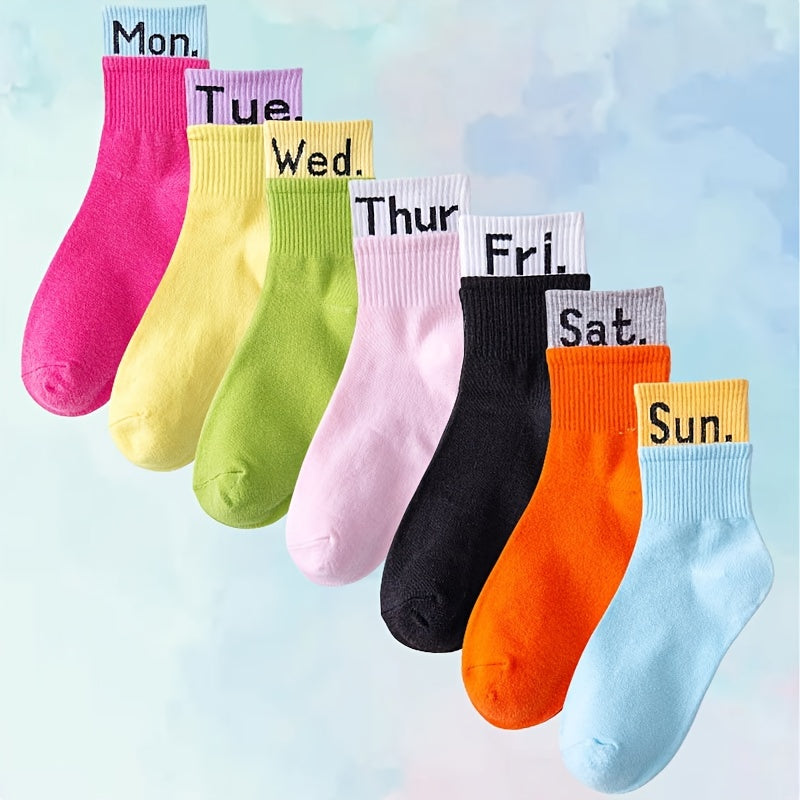 Colorblock Pairs Letter Print Socks Comfy & Breathable Women's Stockings