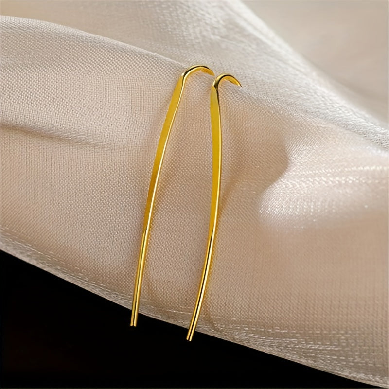 Golden U Shape Clip On Earrings Japanese Style Jewelry