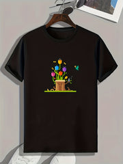 Flowers Print Men's Graphic Tshirt for Summer
