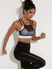 Mesh Sports Bra Sleeveless Push Up Yoga Tank Top