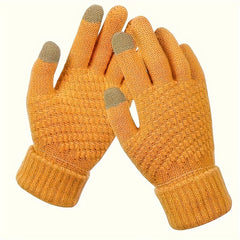 Knitted Winter Touch Screen Gloves Warm Full Finger Stretchy Men Women