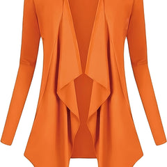  Solid Long Sleeve Open Front Cardigan