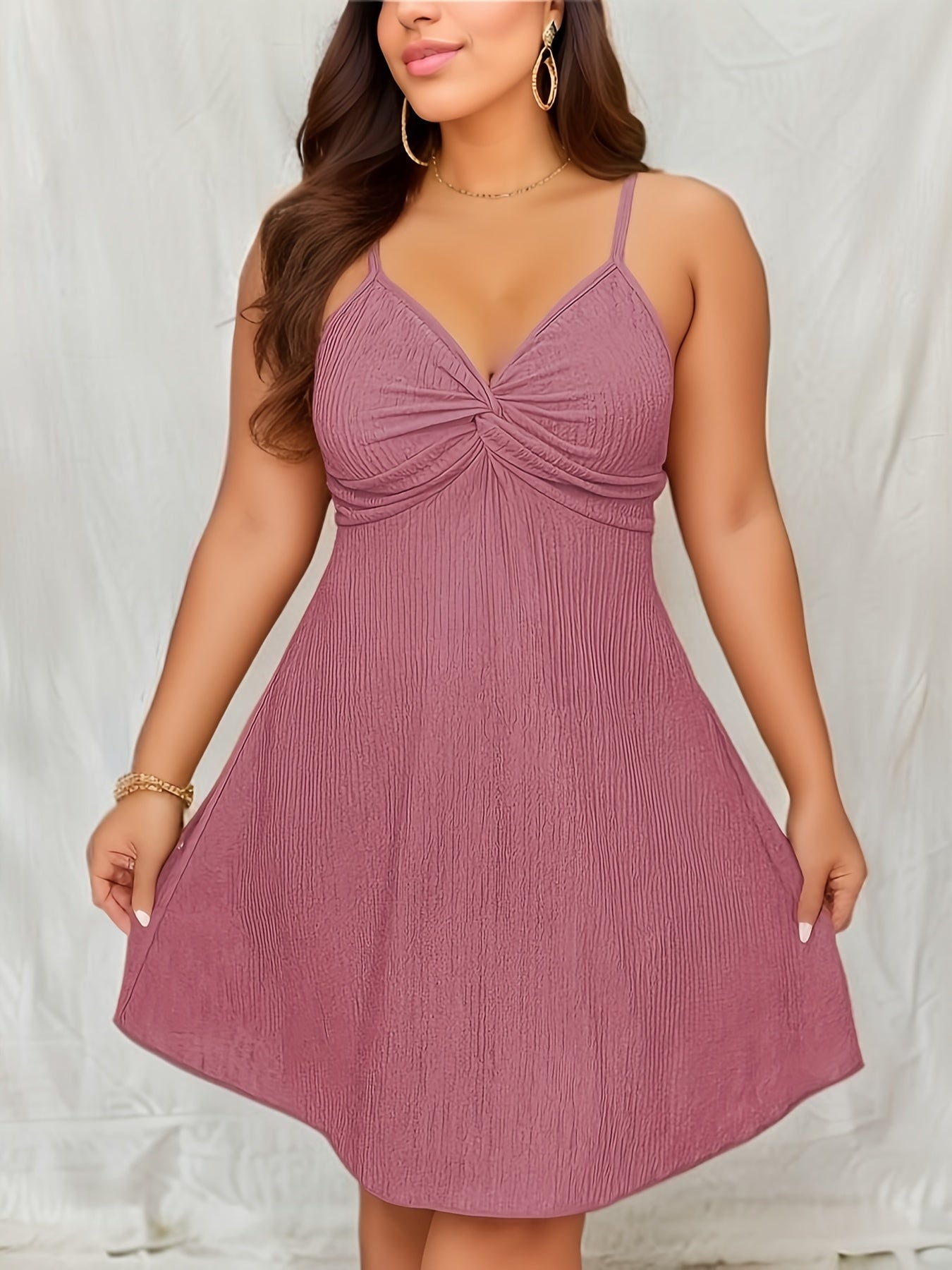  Twist Front V-Neck Cami Dress