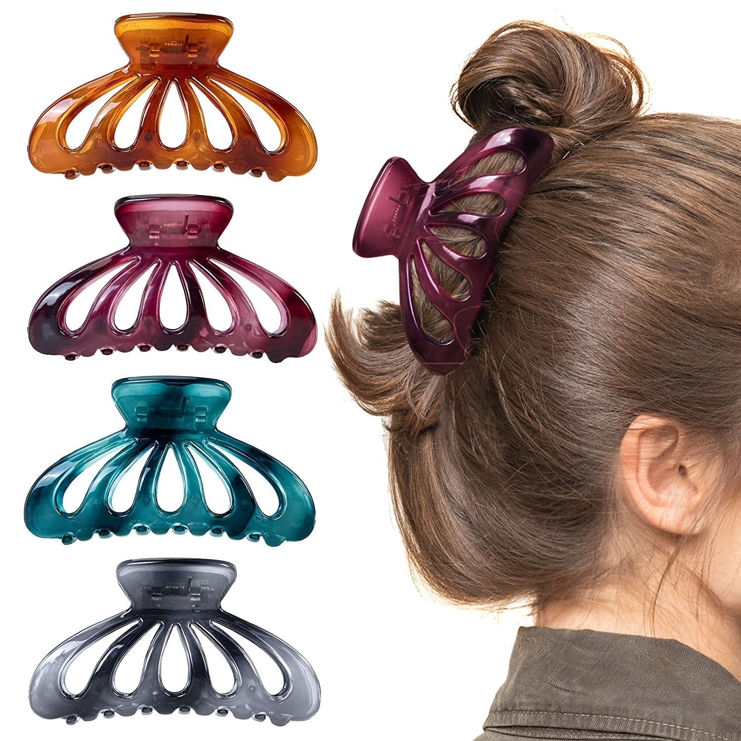 Colorful Clear Hair Claw Clip Non Slip Strong Hold Grip Hair Jaw Clip