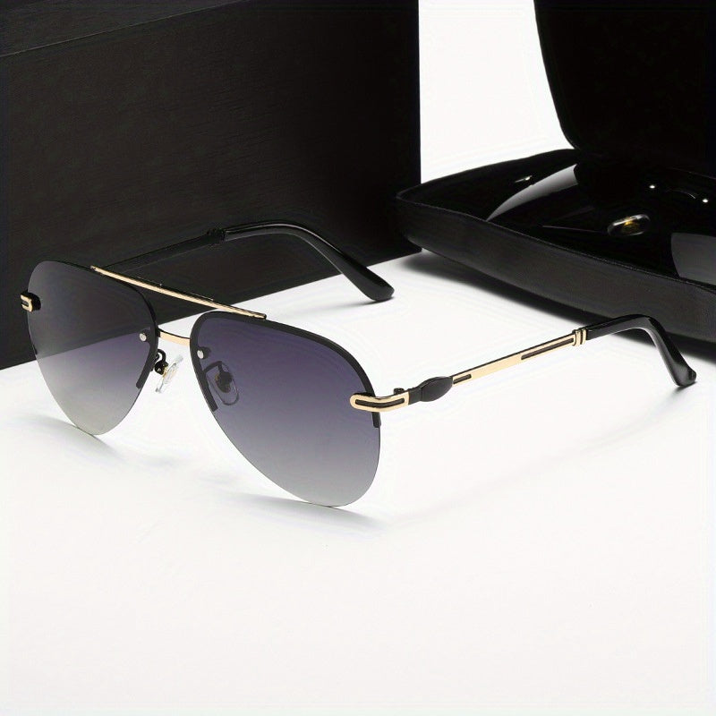 Men's Polarized Rimless Metal Sunglasses UV Protection
