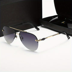 Men's Polarized Rimless Metal Sunglasses UV Protection