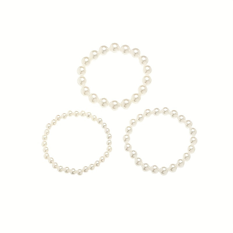 3pcs Girls Faux Pearl Beaded Bracelet Birthday Gift