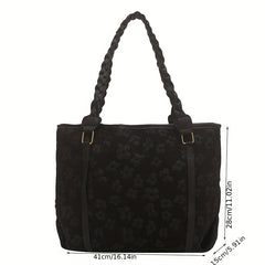 Ruched Flower Tote Bag Colorblock Shoulder Bag