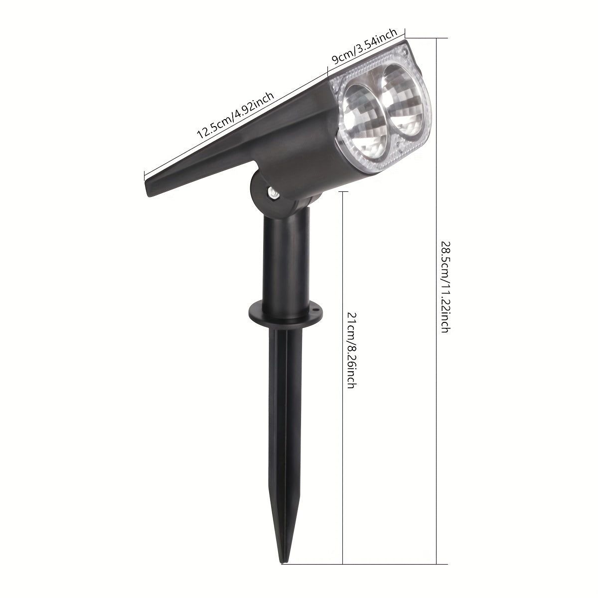 1pc Solar Spotlight 2 LED Lighting Waterproof IP65 & Adjustable