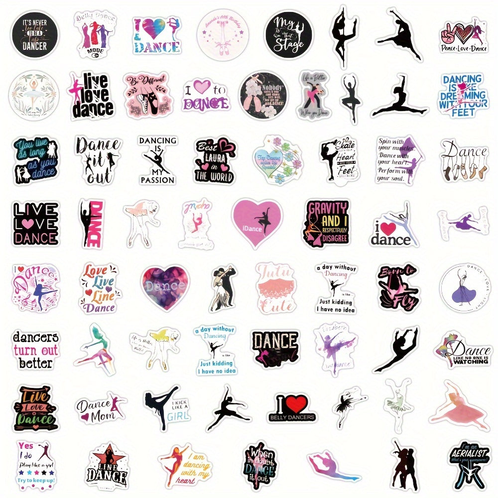 60pcs Cartoon Dance Stickers Dance Party Favors Waterproof Vinyl Stickers