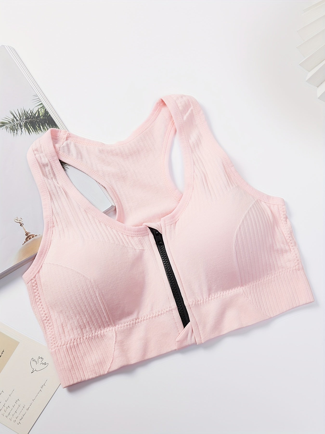 Racerback Zip Sports Bra Breathable Workout Tank Bra