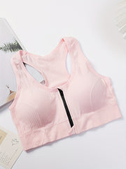 Racerback Zip Sports Bra Breathable Workout Tank Bra