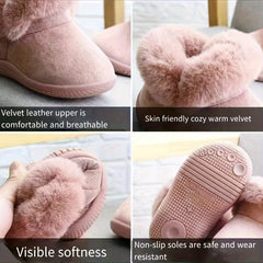 Girls' Furry Winter Boots Slip On Warm Plush Fleece Lining Durable PVC Sole