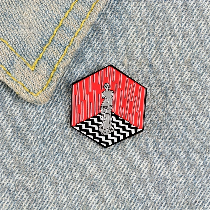 Severed Arm Plaster Figure Hexagonal Brooch Lapel