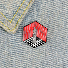 Severed Arm Plaster Figure Hexagonal Brooch Lapel