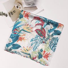 Women's Botanical Floral Print Satin Square Scarf
