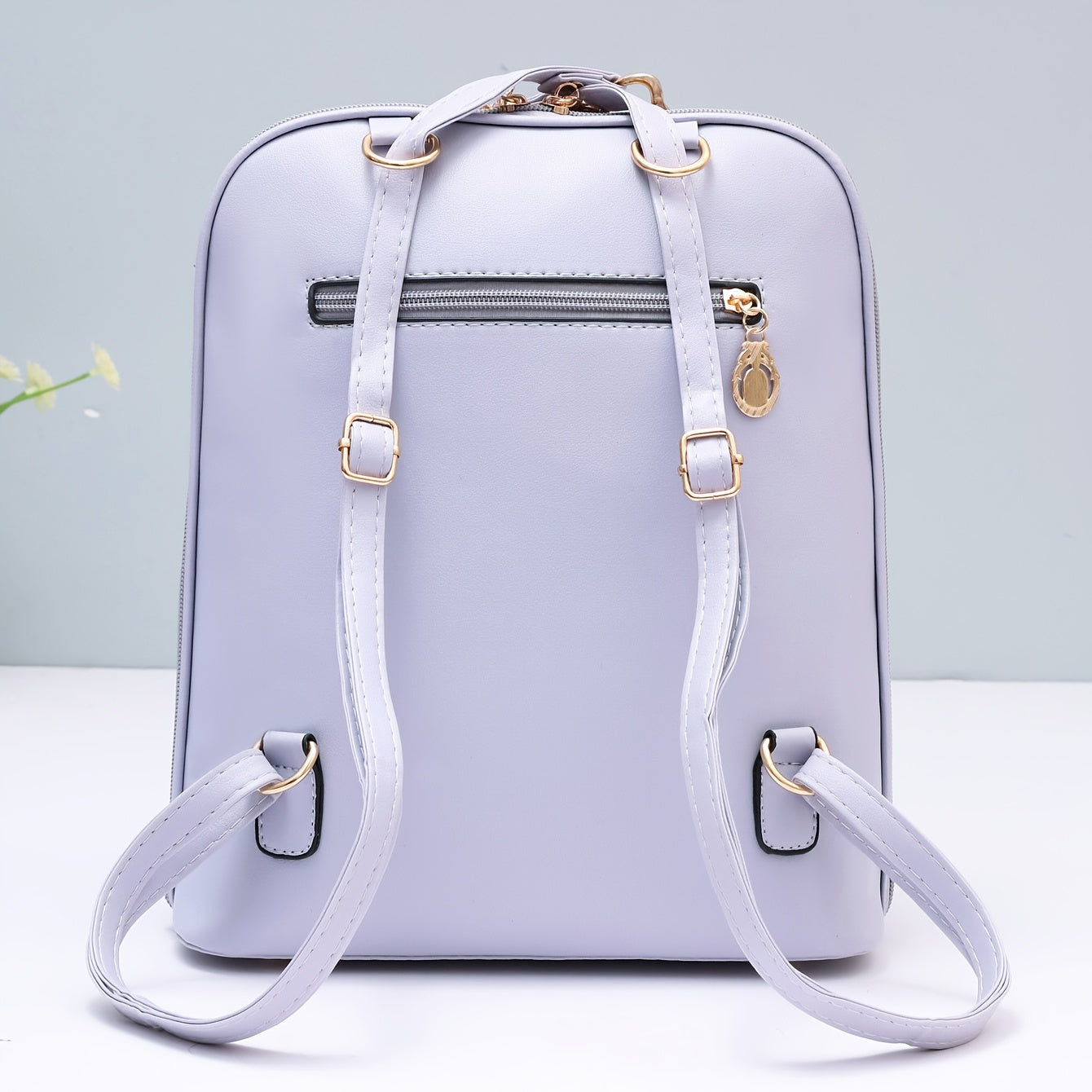 Zipper Around Backpack PU Leather Daypack Women's Convertible Shoulder Bag
