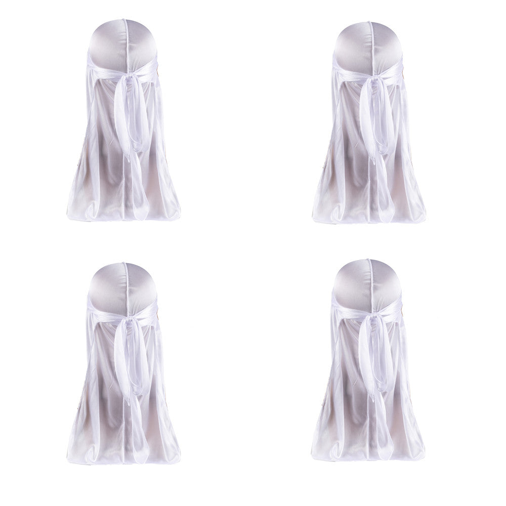 4pcs Silk Like Durags Satin Long Tail Head Wraps Silky Bandana