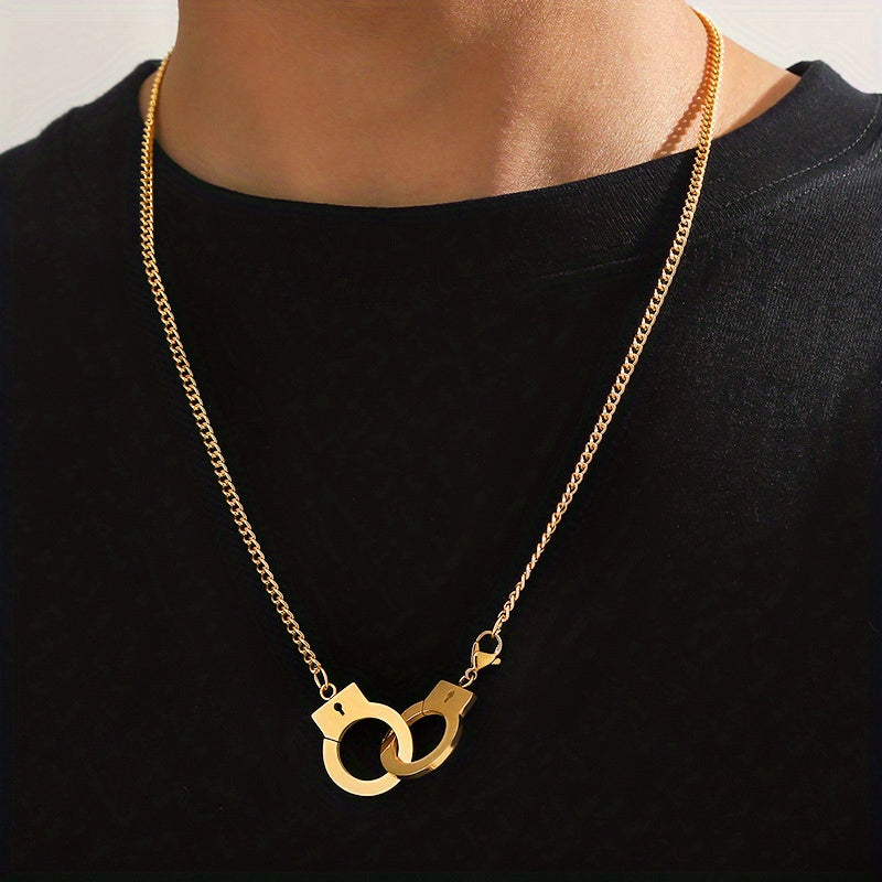 Funky Stainless Steel Handcuff Charm Necklace Men