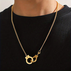 Funky Stainless Steel Handcuff Charm Necklace Men