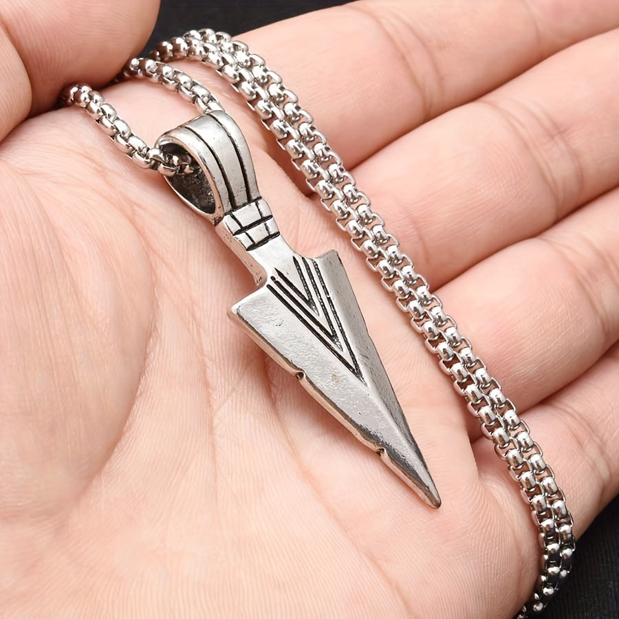 Men's Spearhead Pendant Necklace Street Hip hop Stainless Steel Sweater Chain