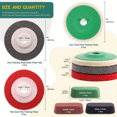 18pcs Polishing & Sanding Wheel Disc Kit 100mm Wool Felt Buffing Polishing Wheel