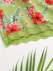  Vacay Shorts Women's Plus Floral Lace Swimwear Shorts