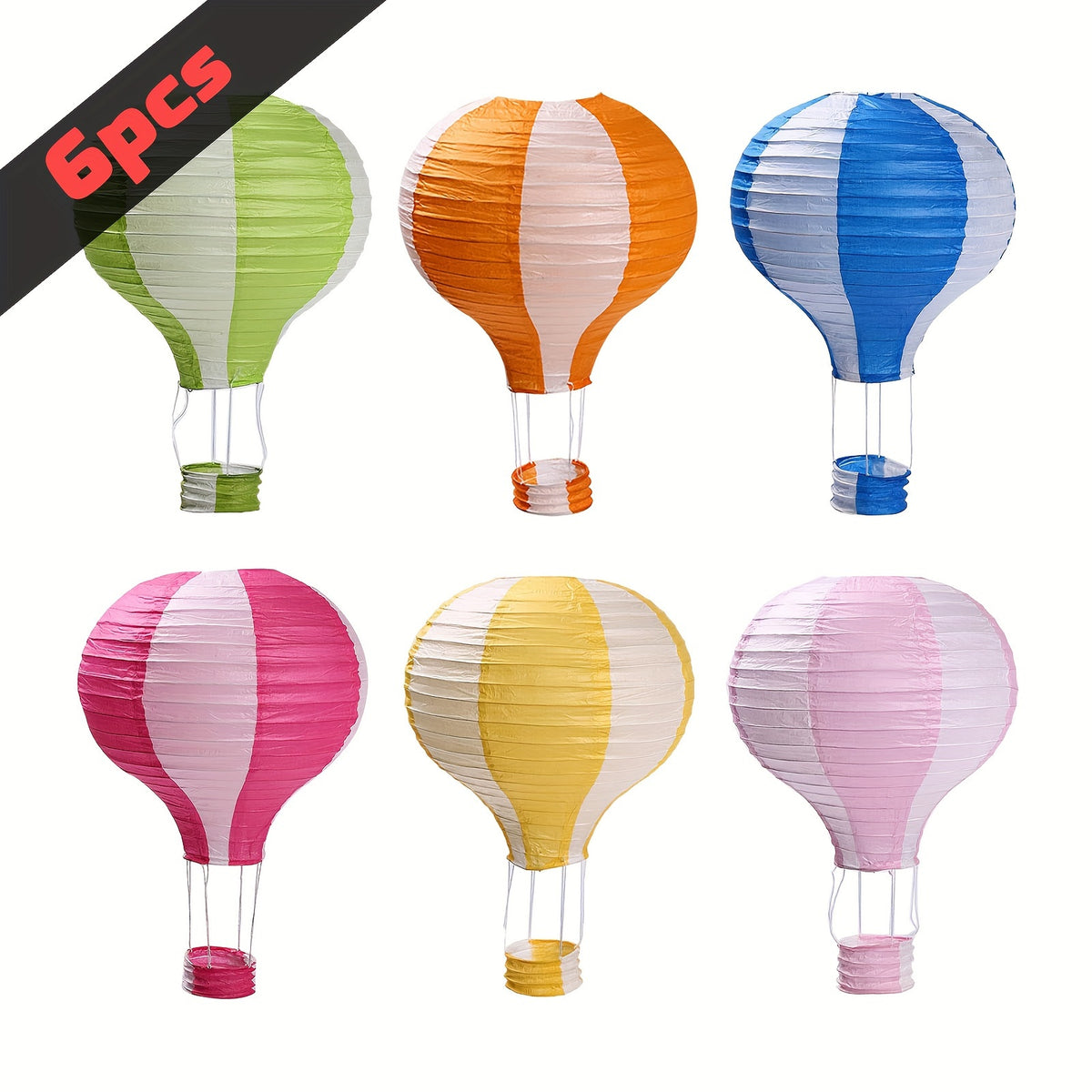 6pcs Hot Air Balloon Paper Lanterns Wedding Birthday Party Decor