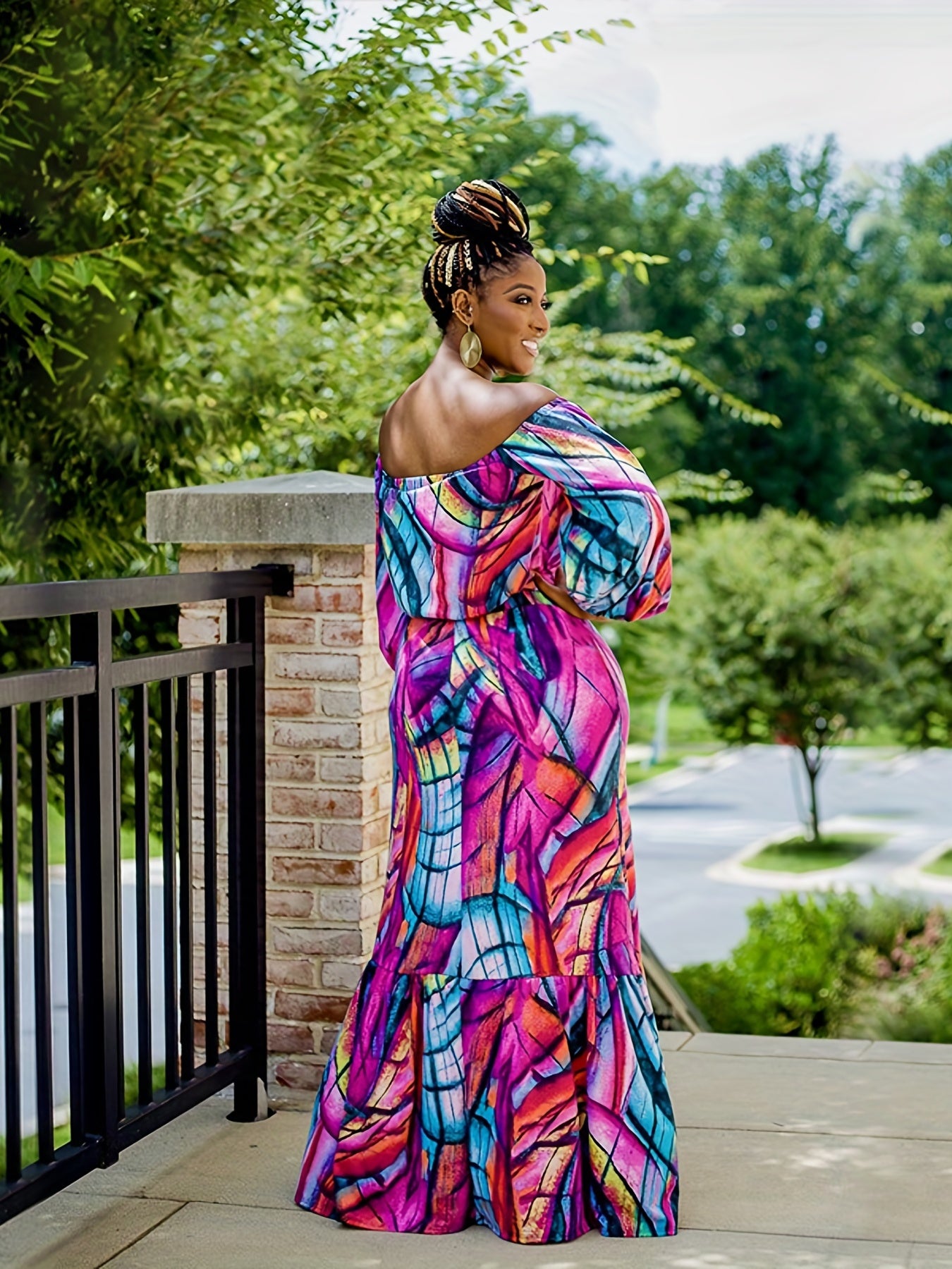  Boho Off Shoulder Crop Top & Mermaid Maxi Dress Set