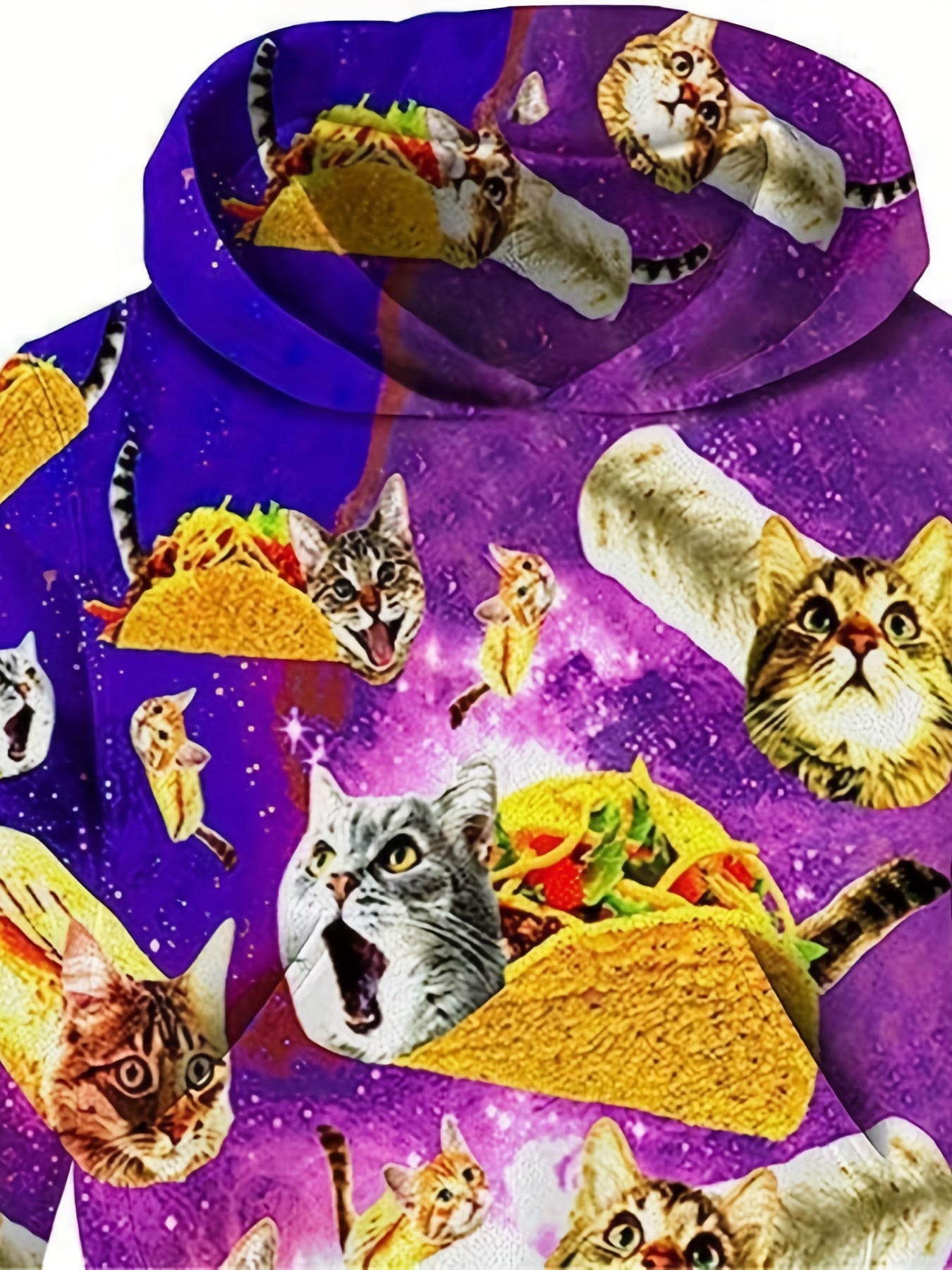 Funny Cat Food 3D Print Boys Casual Pullover Long Sleeve Hoodies