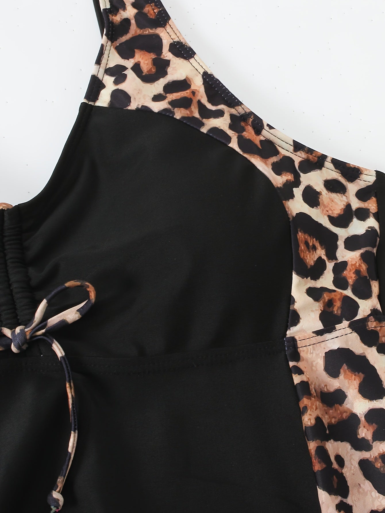  Leopard Print Lace Cami Tankini Set