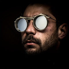 Men's Steampunk Round Frame Sunglasses Hollow Beach Glasses