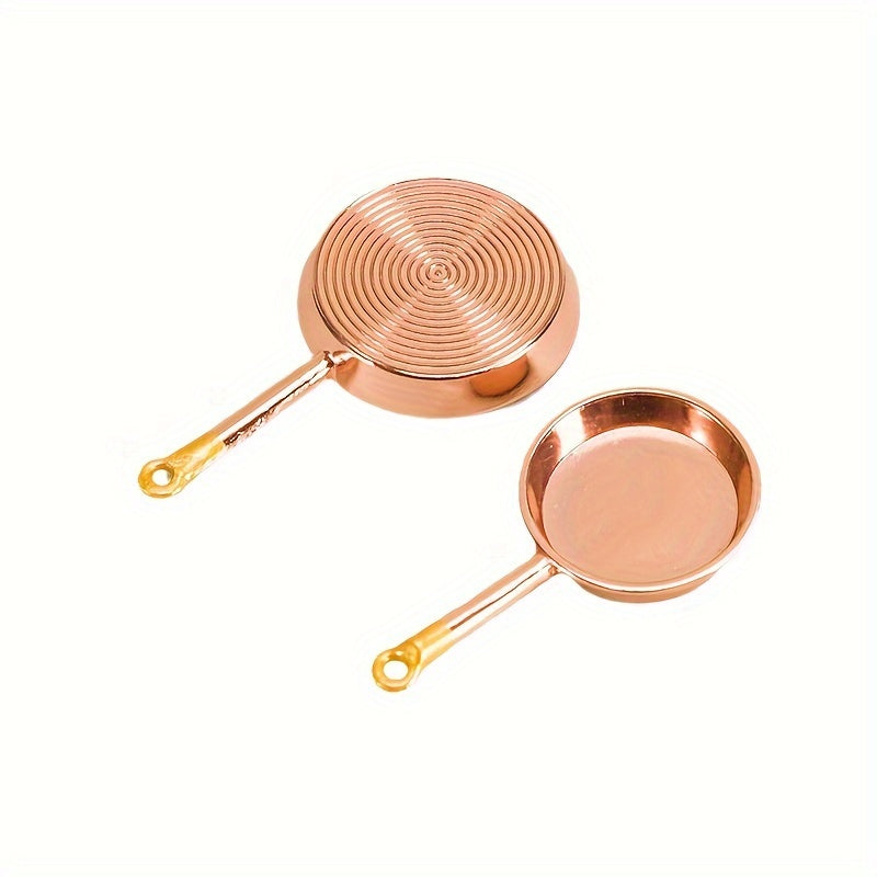 3pcs Mini Long Handle Pans Dollhouse Kitchen Accessories Food Play Scene Model