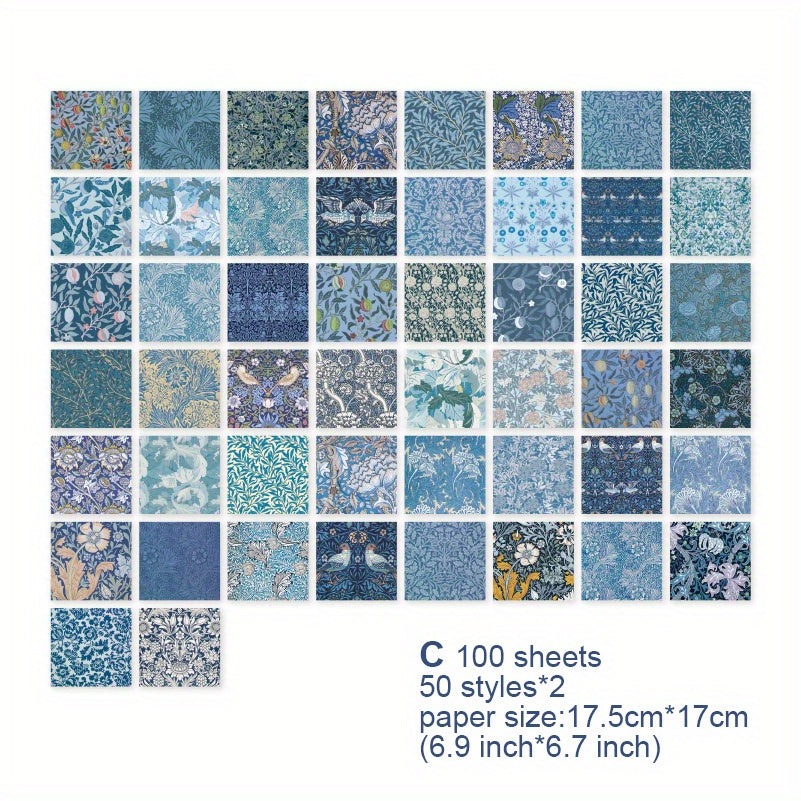 100 Sheets Vintage Floral Scrapbook Paper DIY Crafts Journals Decoupage
