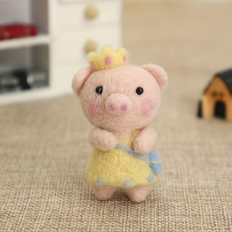Piggy Felt Craft Kit DIY Embroidery Wool Stitch Needlework Toy Gift