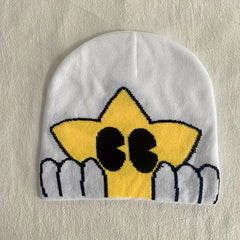 Cartoon Star Jacquard Beanie Warm Knitted Hat Unisex