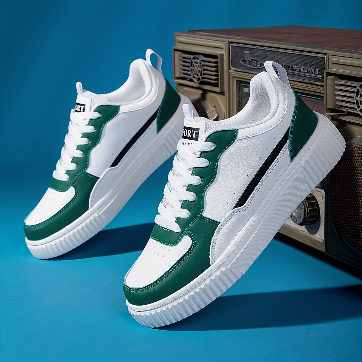 Faux Leather Block Skate Shoes with Wear Resistance
