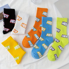 6 Pairs Letter Print Socks Women's Stockings & Hosiery