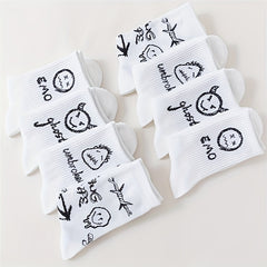 8 Pairs Cartoon Print Socks Mid Tube Women's Stockings Hosiery