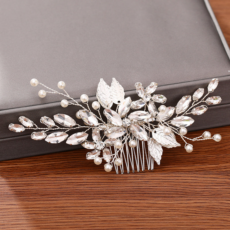 Hair Comb Piece Pearl Crystal Flower Bridal Wedding Hair Accessory