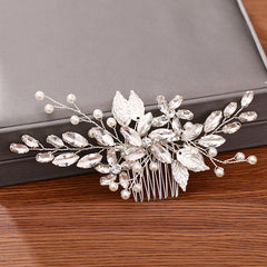 Hair Comb Piece Pearl Crystal Flower Bridal Wedding Hair Accessory