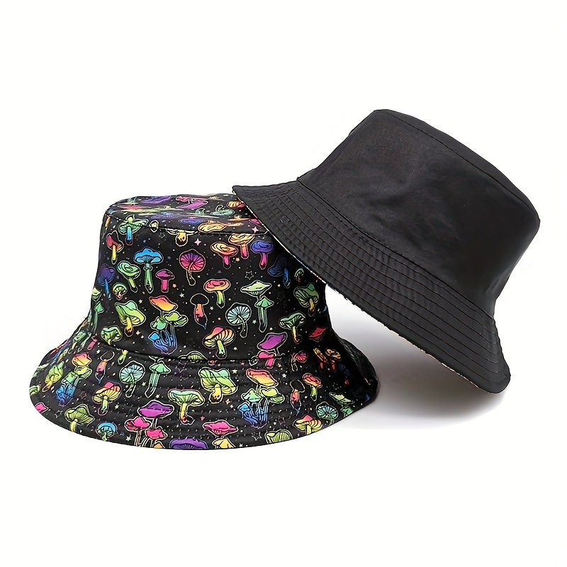 Reversible Mushroom Print Bucket Hat Y2K