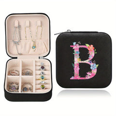 Mini Letter Print Zipper Jewelry Storage Box for Rings Necklaces