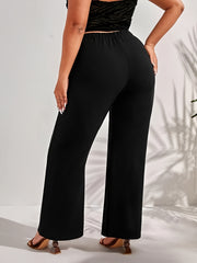  Straight Leg Pants Women's Plus Casual High Waist Pants