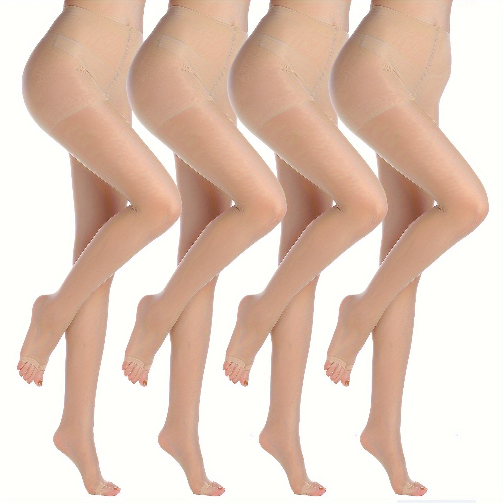 3 Pack Toeless High Waist Slim Pantyhose Elastic Pantyhose
