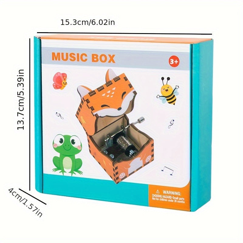 Wooden Animal Handheld Music Box Toy with 6 Characters